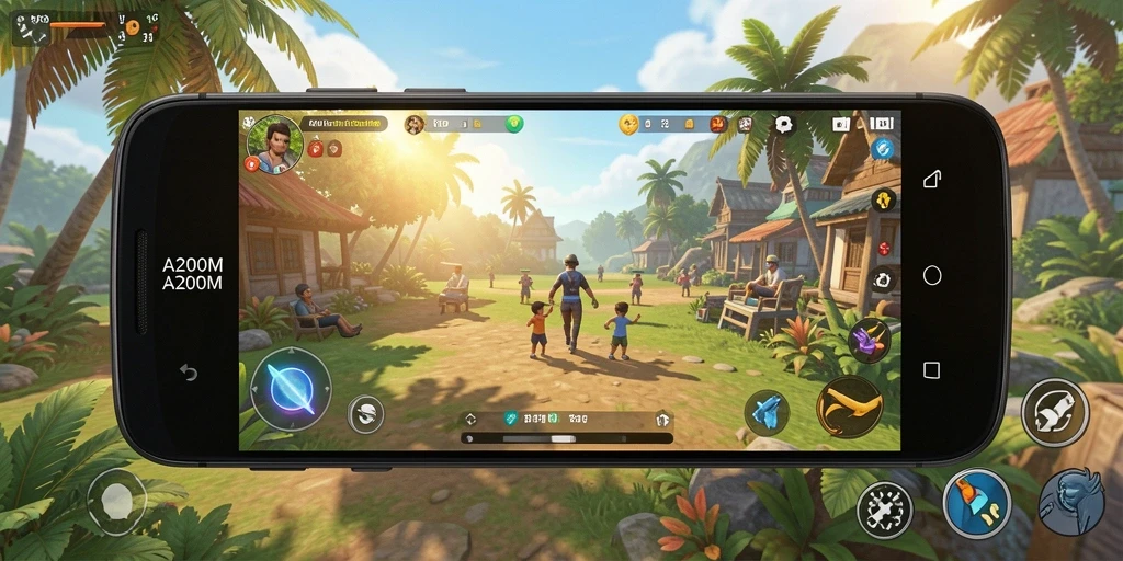 Tampilan gameplay A200M yang cerah dan menyenangkan.