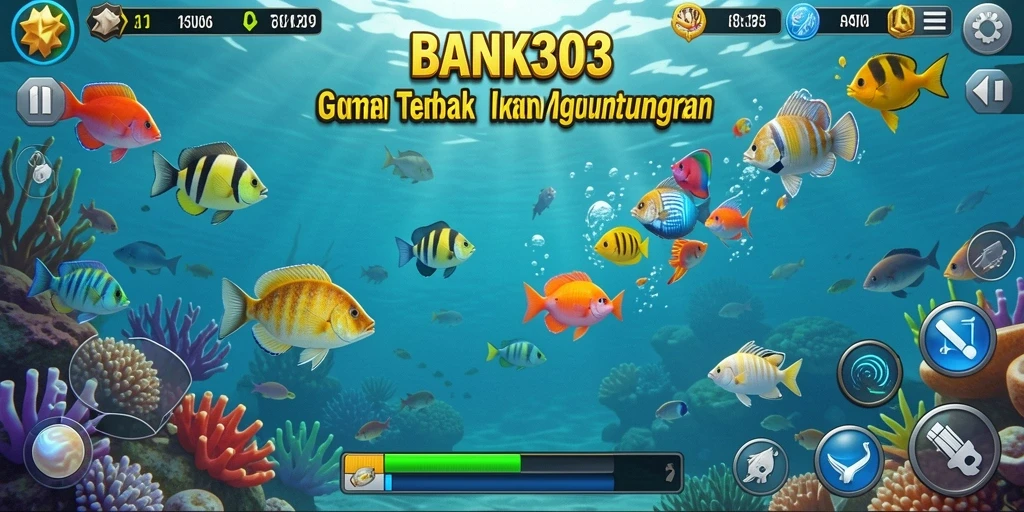 Screenshot utama BANK303 menampilkan aksi seru Tembak Ikan dengan grafis menarik.