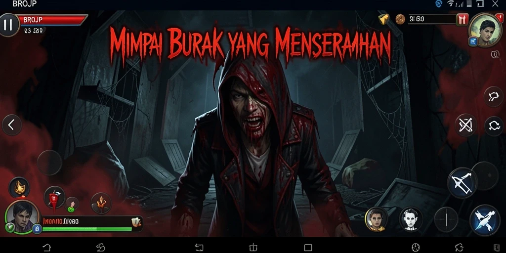 Screenshot dari gameplay BROJP yang menunjukan suasana Horror yang mencekam.
