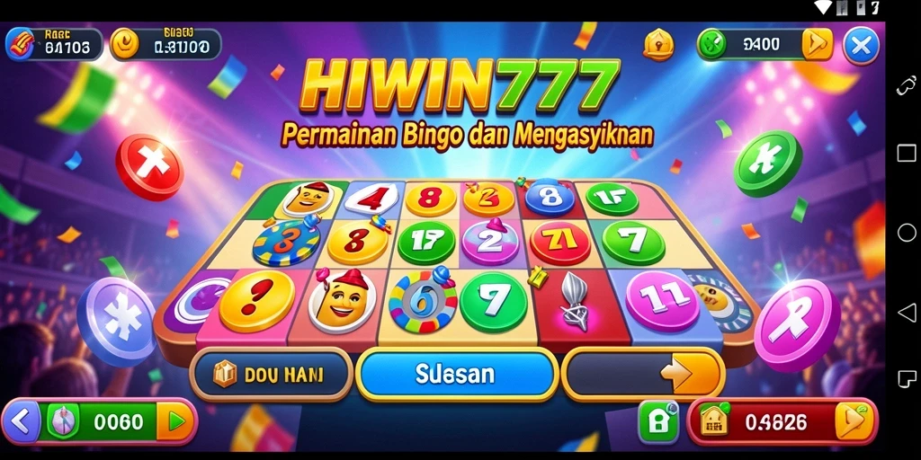 Screenshot HIWIN777 menunjukkan gameplay Bingo yang seru dan interaktif.