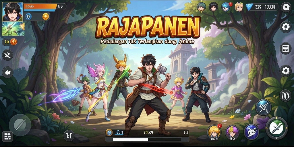 Tampilan gameplay yang menarik dari <strong>RAJAPANEN</strong> dengan karakter anime yang hidup.