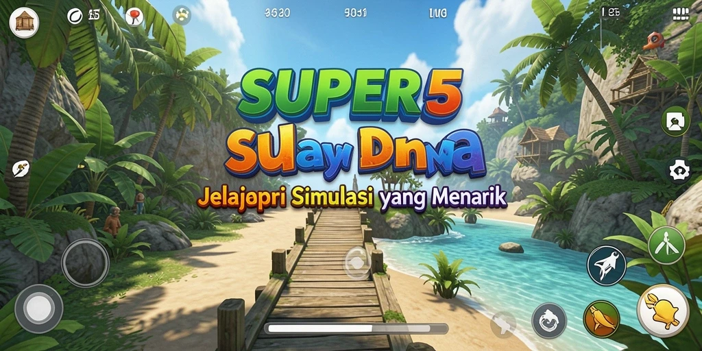 Screenshot SUPER5 menunjukkan gameplay dinamis dalam dunia simulasi.