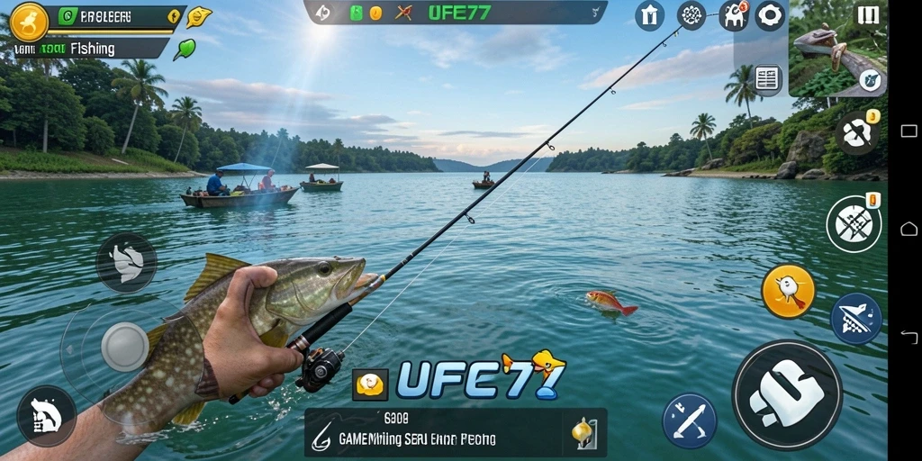 Tangkapan ikan yang seru dalam gameplay UFO77.