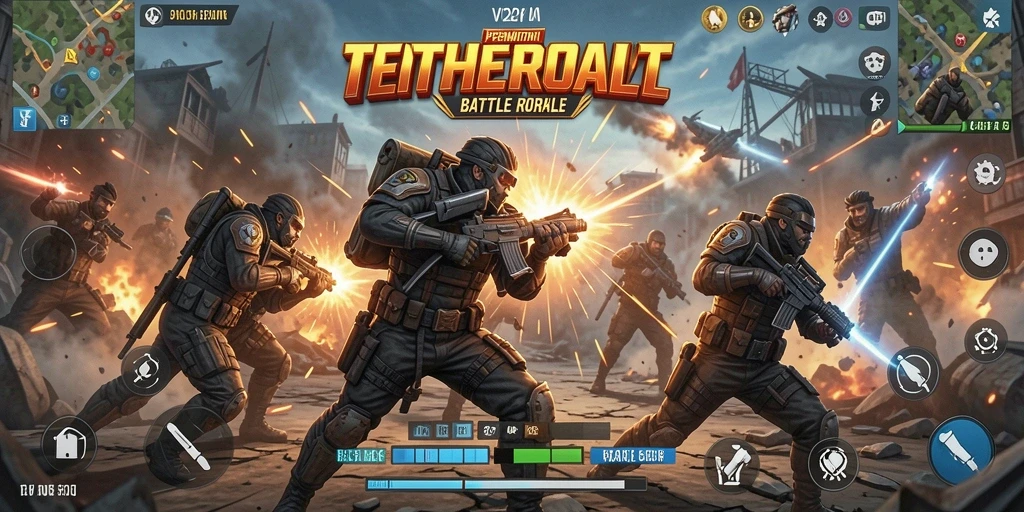 Screenshot gameplay V21 menampilkan aksi pertempuran yang mendebarkan.